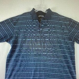 Nautica Men's Striped Navy and Blue Polo